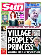 The Sun () Newspaper Front Page for 1 April 2013