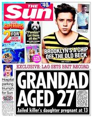The Sun () Newspaper Front Page for 1 April 2014