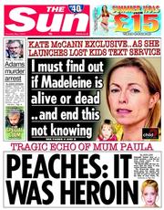 The Sun () Newspaper Front Page for 1 May 2014