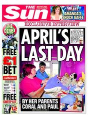 The Sun () Newspaper Front Page for 1 June 2013