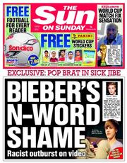 The Sun () Newspaper Front Page for 1 June 2014