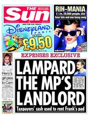 The Sun () Newspaper Front Page for 20 November 2012