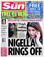 The Sun () Newspaper Front Page for 20 June 2013