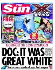 The Sun () Newspaper Front Page for 20 August 2011