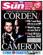 The Sun () Newspaper Front Page for 21 March 2014