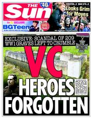 The Sun () Newspaper Front Page for 21 April 2014