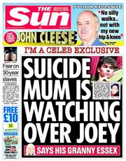 The Sun () Newspaper Front Page for 22 November 2013