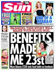 The Sun () Newspaper Front Page for 22 February 2014