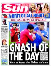 The Sun () Newspaper Front Page for 22 April 2013
