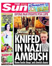 The Sun () Newspaper Front Page for 23 November 2012