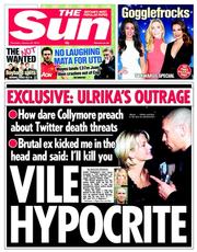 The Sun () Newspaper Front Page for 23 January 2014