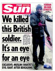 The Sun () Newspaper Front Page for 23 May 2013