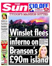 The Sun () Newspaper Front Page for 23 August 2011