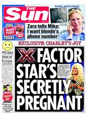 The Sun () Newspaper Front Page for 23 September 2011