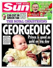The Sun () Newspaper Front Page for 24 October 2013