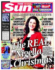 The Sun () Newspaper Front Page for 24 December 2013