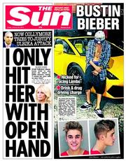The Sun () Newspaper Front Page for 24 January 2014