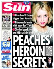The Sun () Newspaper Front Page for 24 July 2014