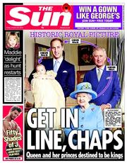 The Sun () Newspaper Front Page for 25 October 2013