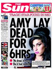 The Sun () Newspaper Front Page for 25 July 2011