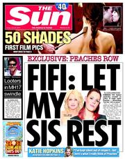 The Sun () Newspaper Front Page for 25 July 2014