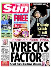 The Sun () Newspaper Front Page for 26 November 2012