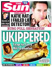 The Sun () Newspaper Front Page for 26 May 2014