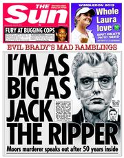 The Sun () Newspaper Front Page for 26 June 2013