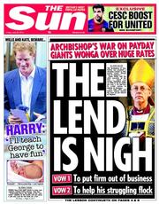 The Sun () Newspaper Front Page for 26 July 2013