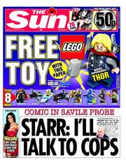 The Sun () Newspaper Front Page for 27 October 2012