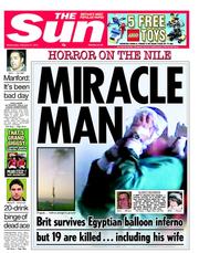The Sun () Newspaper Front Page for 27 February 2013