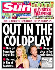 The Sun () Newspaper Front Page for 27 March 2014