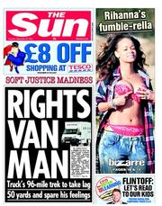 The Sun () Newspaper Front Page for 27 September 2011