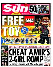 The Sun () Newspaper Front Page for 28 October 2012