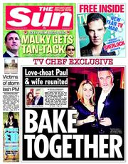 The Sun () Newspaper Front Page for 28 December 2013