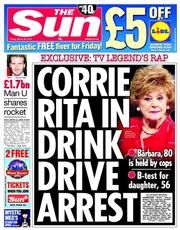 The Sun () Newspaper Front Page for 28 March 2014