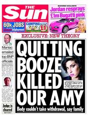 The Sun () Newspaper Front Page for 28 July 2011