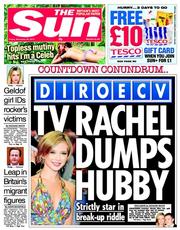 The Sun () Newspaper Front Page for 29 November 2013