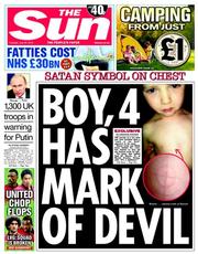 The Sun () Newspaper Front Page for 29 July 2014