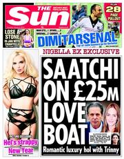 The Sun () Newspaper Front Page for 2 January 2014