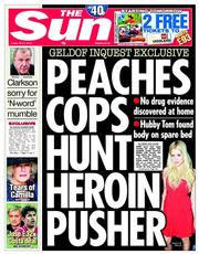 The Sun () Newspaper Front Page for 2 May 2014