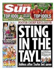 The Sun () Newspaper Front Page for 2 September 2013