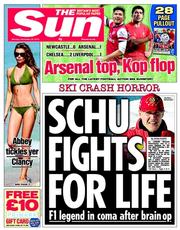 The Sun () Newspaper Front Page for 30 December 2013