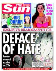 The Sun () Newspaper Front Page for 30 May 2013