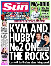 The Sun () Newspaper Front Page for 30 July 2013