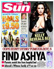 The Sun () Newspaper Front Page for 30 August 2014