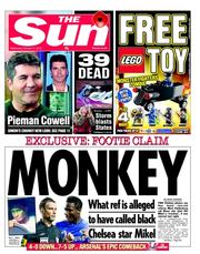 The Sun () Newspaper Front Page for 31 October 2012