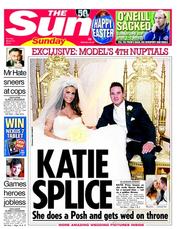 The Sun () Newspaper Front Page for 31 March 2013
