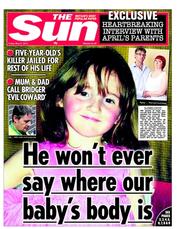 The Sun () Newspaper Front Page for 31 May 2013