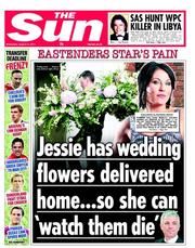 The Sun () Newspaper Front Page for 31 August 2011